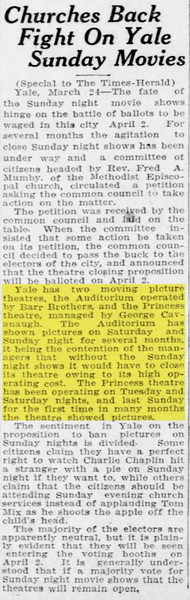 Princess Theatre - March 1923 Article Proving Princess And Auditorium Operated At Same Time